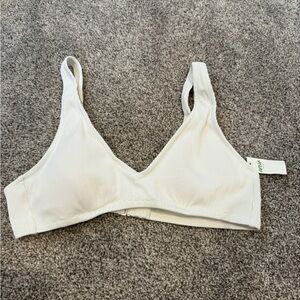 Aerie White Ribbed Bikini Top